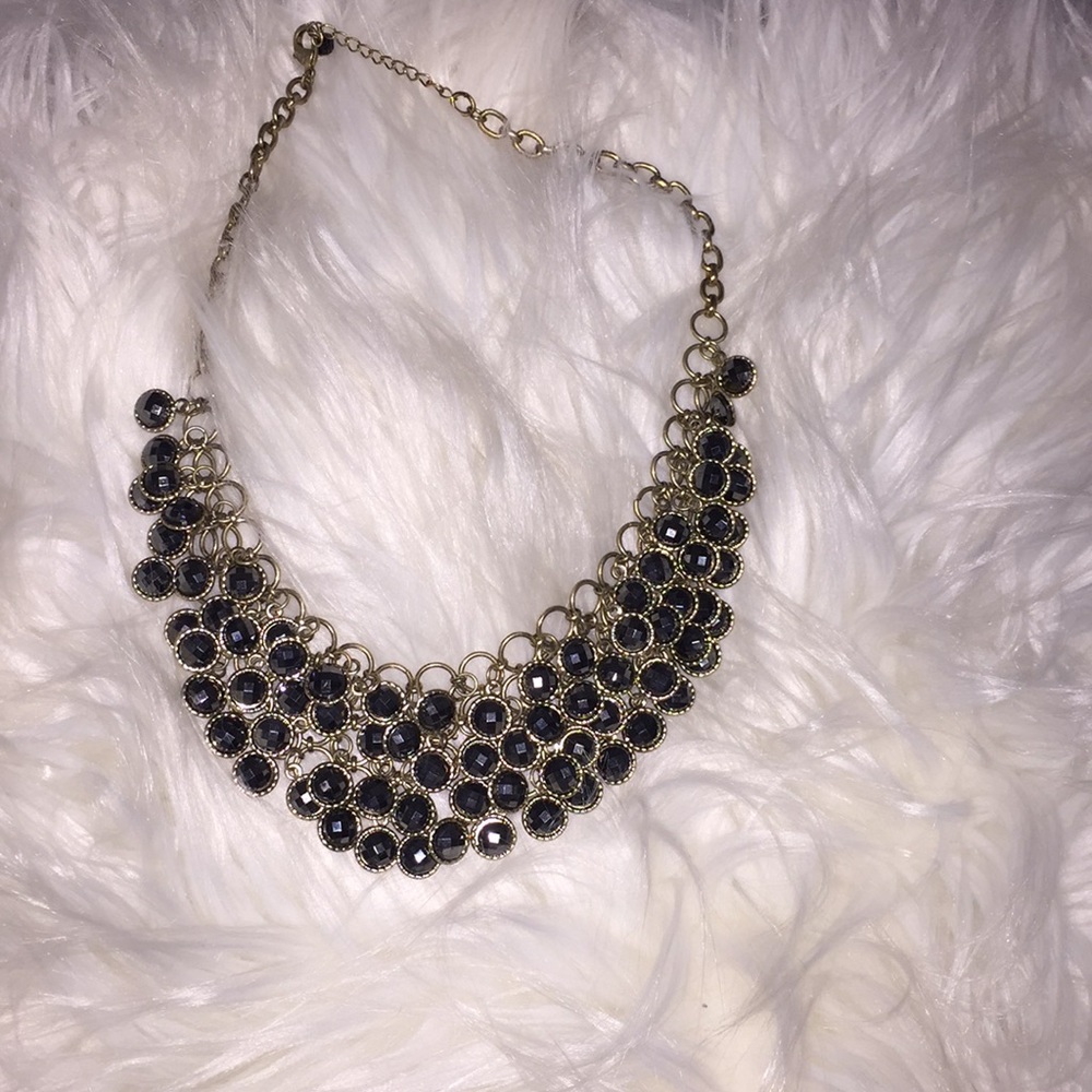 Gold and dark gray statement necklace
